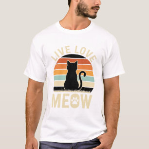 Live Love Meow Vintage Cat Sunset Design_1 T-Shirt