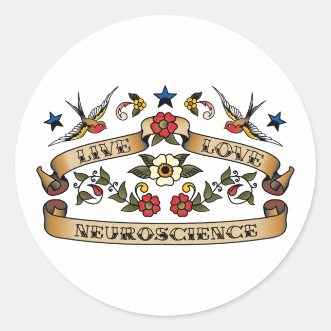 Live Love Neuroscience Classic Round Sticker (Front)