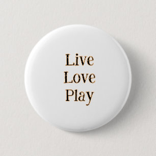 Live love play black orange sports player modern q 2 inch round button