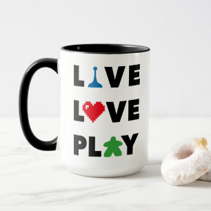 Live, Love, Play Black Text Mug