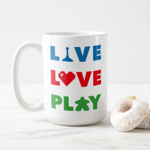 Live, Love, Play Colourful Mug