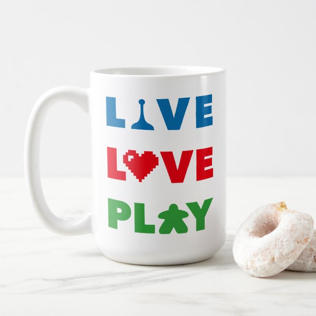 Live, Love, Play Colourful Mug (With Donut)