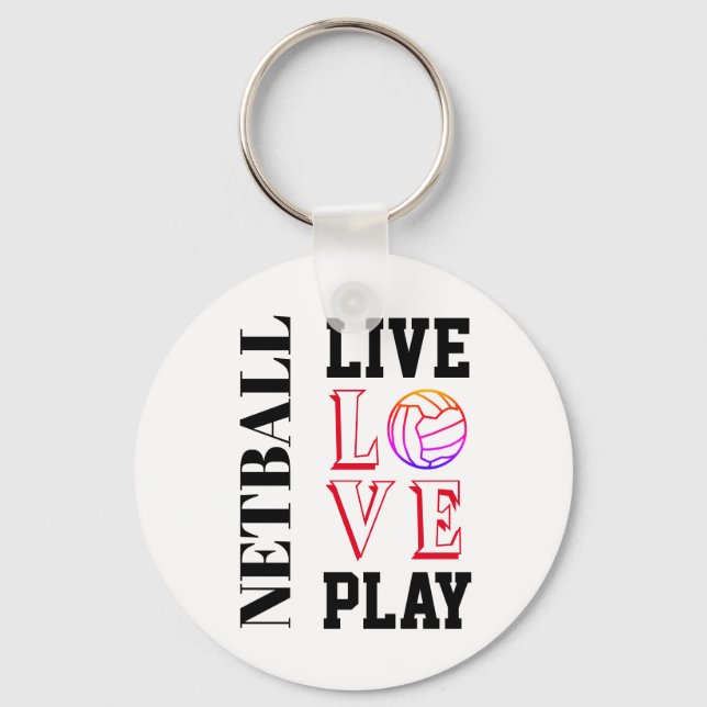Live Love Play Slogan Netball Keychain (Front)