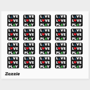 Live, Love, Play White Text Stickers