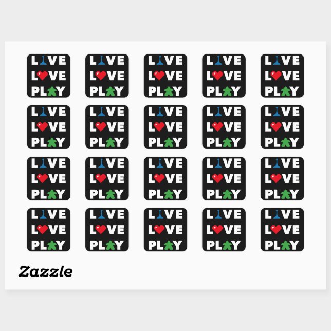 Live, Love, Play White Text Stickers (Sheet)