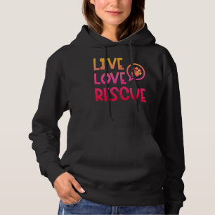 Live Love Rescue Watercolor Dog Paw Animal Shelter Hoodie