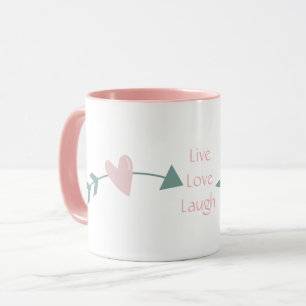 Live Love Rire Mug Avec Coeur Et Flèche