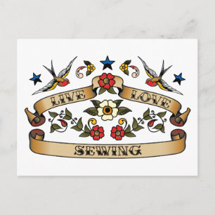 Live Love Sewing Postcard