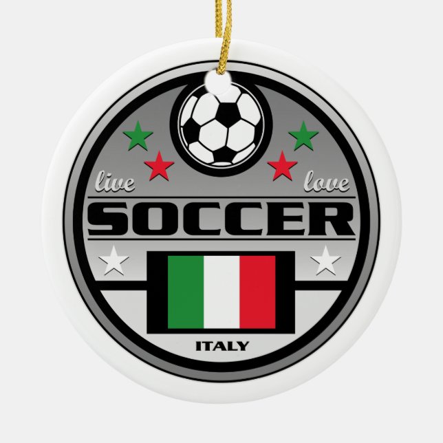 Live Love Soccer Italy Ceramic Ornament (Front)