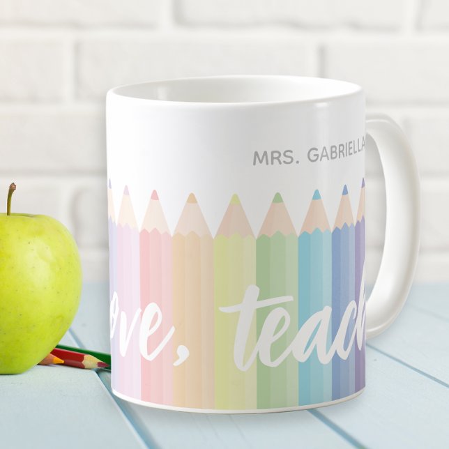 Live Love Teach Rainbow Personalized Teacher's Mug (Creator Uploaded)