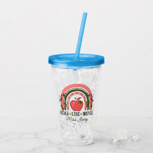 Live Love Teach Rainbow Teacher Appreciation  Acrylic Tumbler