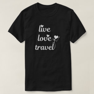 Live Love Travel Typography, Paper Airplane,Simple T-Shirt