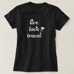 Live Love Travel Typography, Paper Airplane,Simple T-Shirt