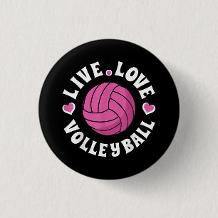 Live Love Volleyball For Women Girls Volleyball Fa 1 Inch Round Button