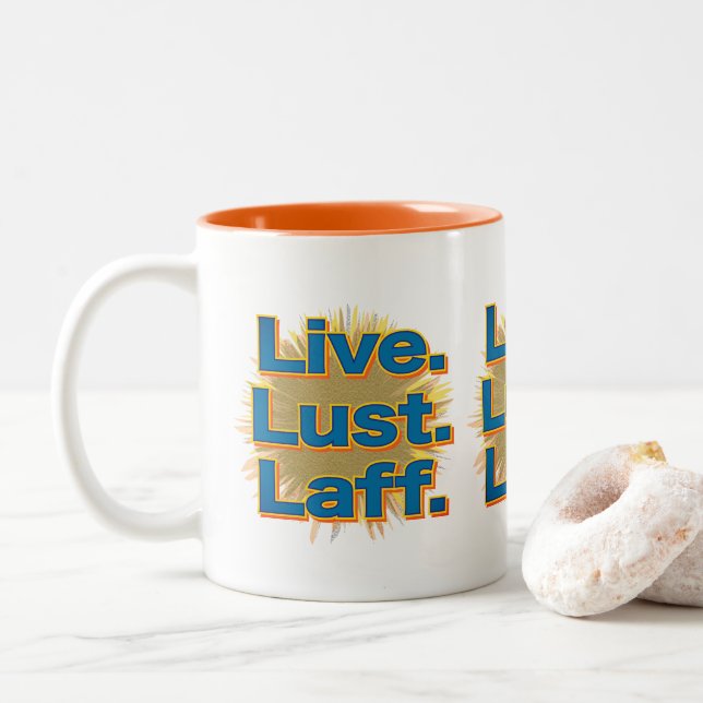 Live. Lust. Laff. Gfx-06 Two-Tone Coffee Mug (With Donut)