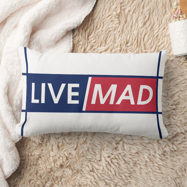 LIVE MAD – Bold Motivational Throw Pillow (White) (Blanket)