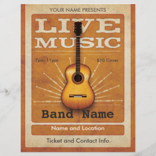 Live Music Acoustic Guitar Flyer
