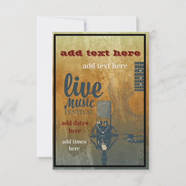 Live Music Festival Invitation Carte Flat (Devant)