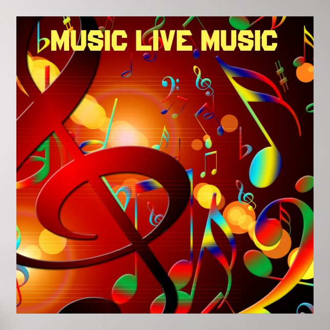 Live Music Slogan Colorful Poster (Front)