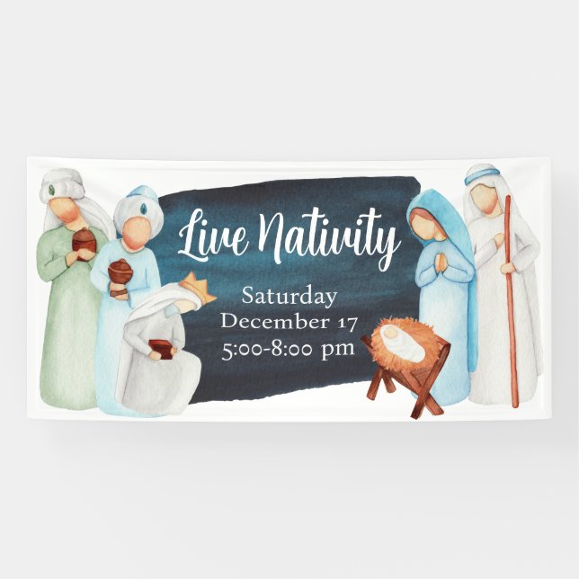 Live Nativity Christmas Church Banner (Horizontal)