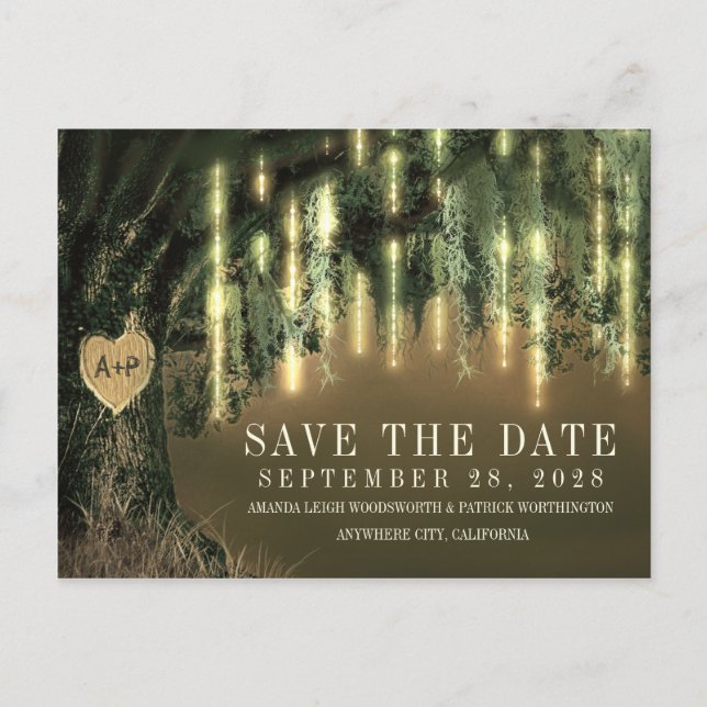 Live Oak Tree Spanish Moss Save The Date Cards (Front)