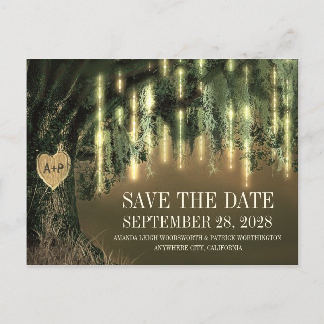 Live Oak Tree Spanish Moss Save The Date Cards (Front)