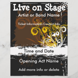 Live on Stage Floral Grunge Music Flyer