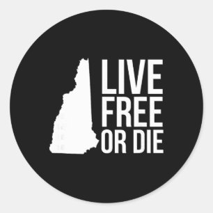 Live Or Die Nh Motto New Hampshire Map  Classic Round Sticker