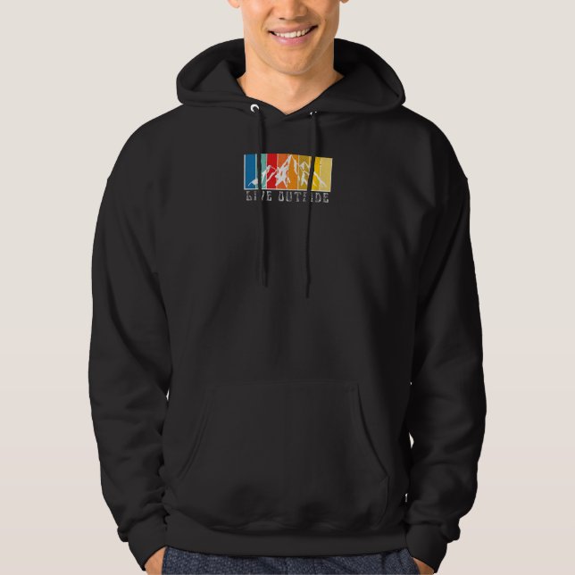 Live Outside Retro Mountain Front and Back Hoodie (Front)
