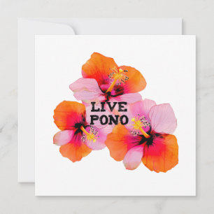 Live Pono Hibiscus Floral Tropical Artistic Hawaii Holiday Card
