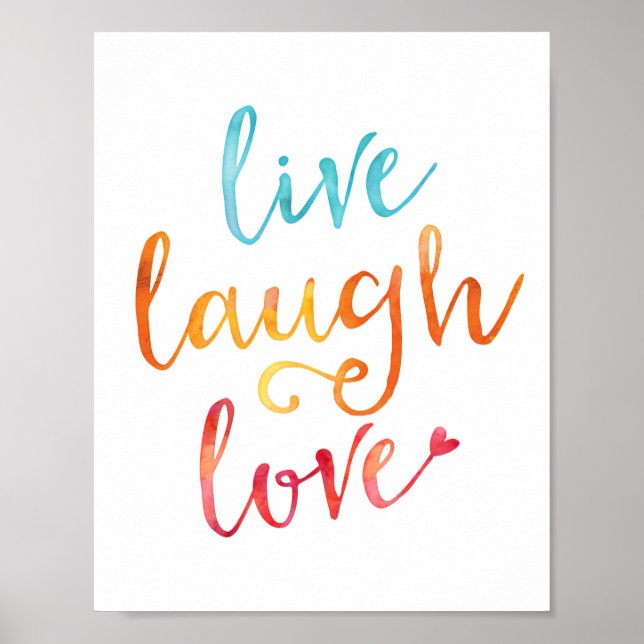 Live rire amour aquarelle typographie affiche (Devant)