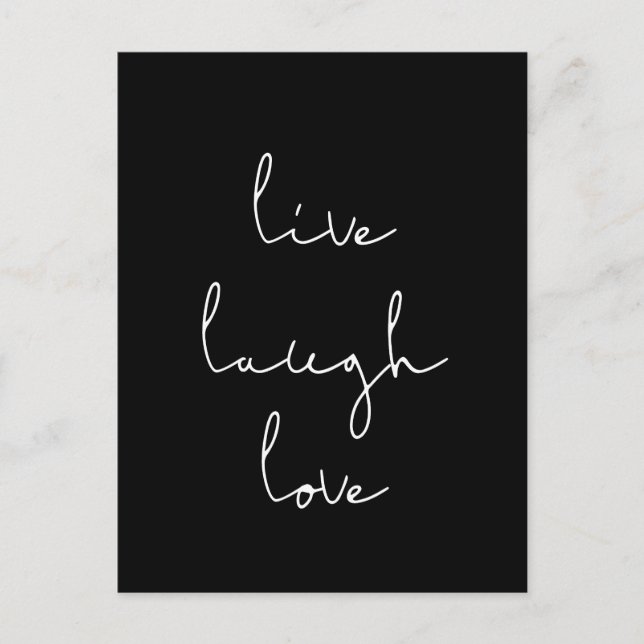 Live rire amour carte postale noire (Devant)