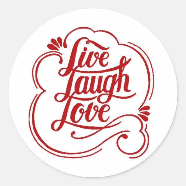 Live rire amour classique rond autocollant (Devant)