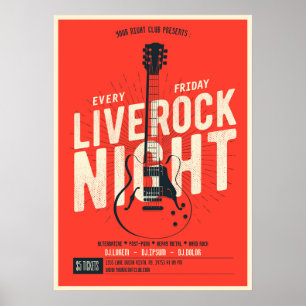 Live rock night music Poster Faire-part