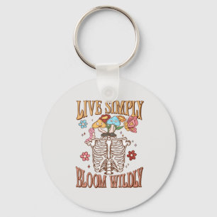 Live Simply, Bloom Wildly – Skeleton & Mushrooms  Keychain