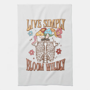 Live Simply, Bloom Wildly – Skeleton & Mushrooms  Kitchen Towel