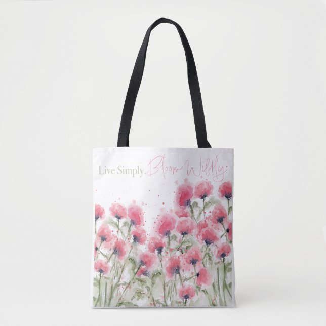 Live Simply. Bloom Wildly Tote Bag (Front)