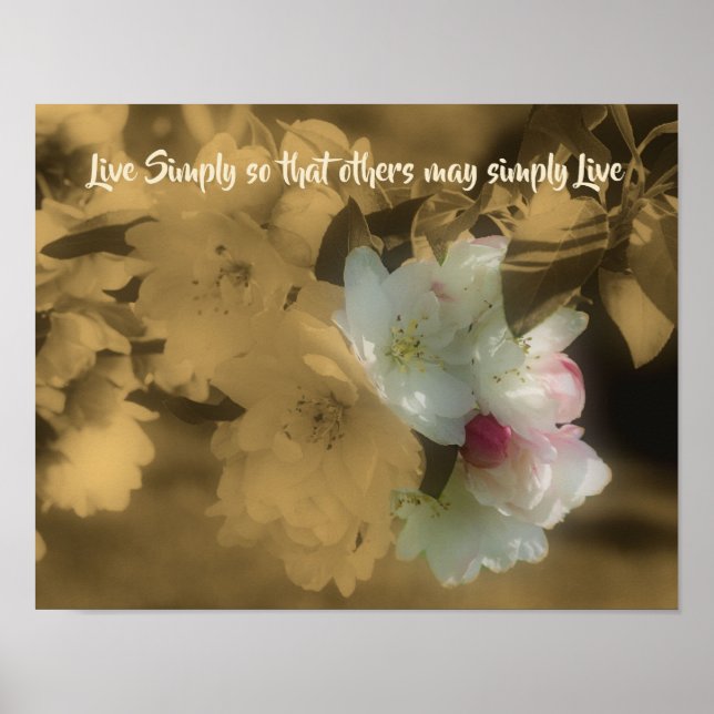 Live Simply Blossoms Inspirational Quote Poster (Front)