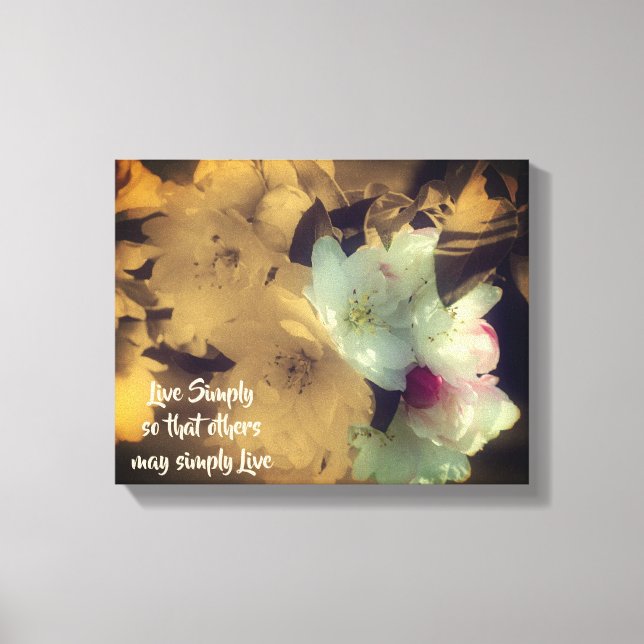 Live Simply Blossoms Inspirational Words Canvas Print (Front)