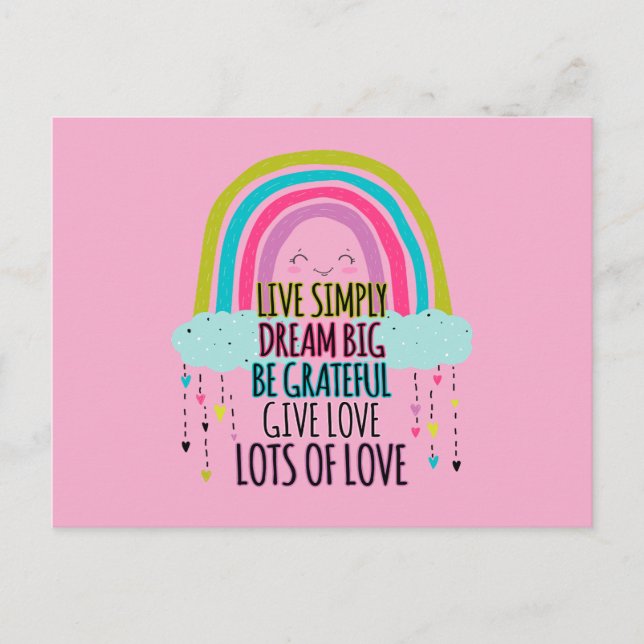 Live Simply Dream Big Be Grateful Give Love  Postcard (Front)