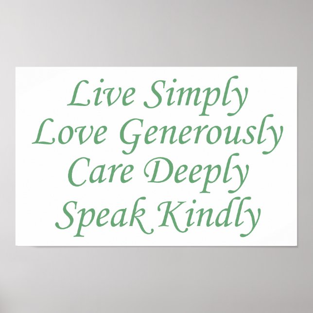 Live Simply green Poster (Front)