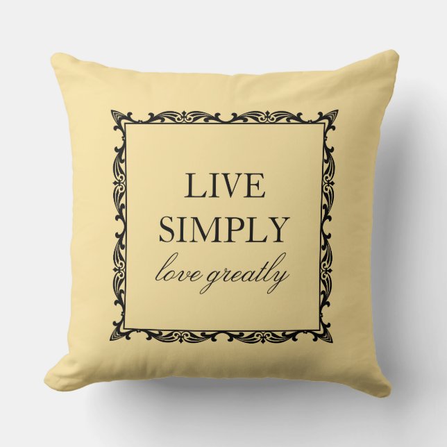 Live Simply Love Greatly Quote Elegant Typography Throw Pillow (Front)