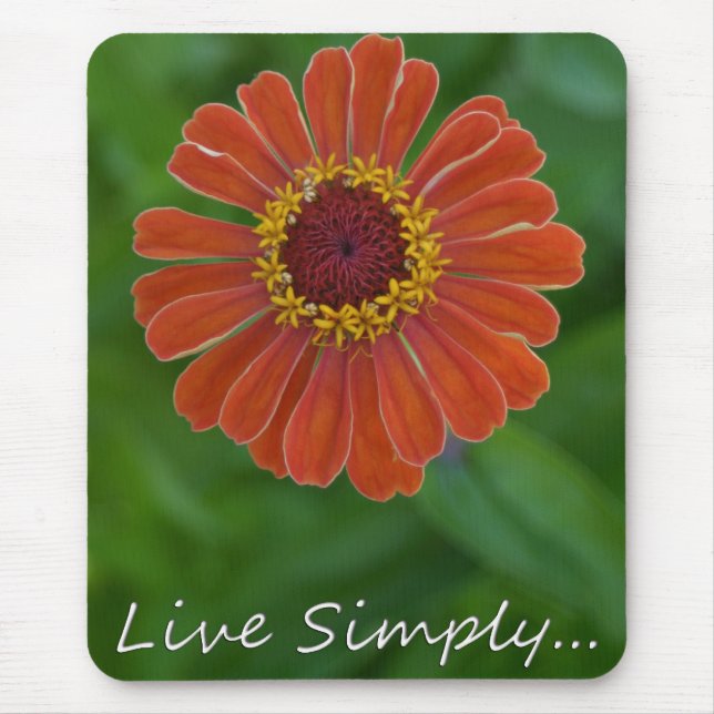 Live Simply Orange Zinnia Flower mousepad (Front)