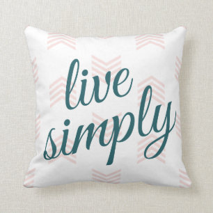 Live Simply Script Typography Chevron Navy Blue Throw Pillow