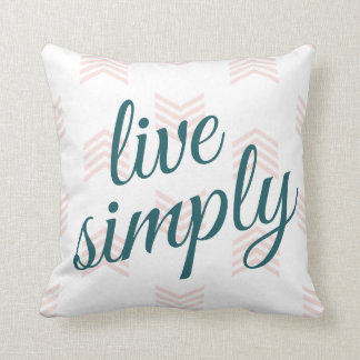 Live Simply Script Typography Chevron Navy Blue Throw Pillow
