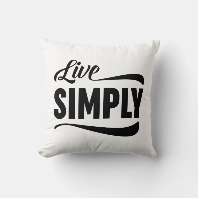 Live Simply Typography Throw Pillow (Front)