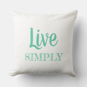 Live Simply White & Sea Green Personalized Outdoor Pillow