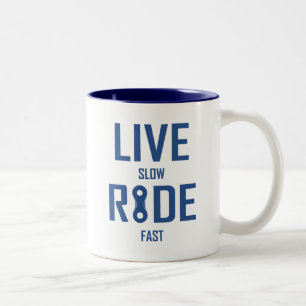 Live Slow Ride Fast Cycling Two-Tone Coffee Mug