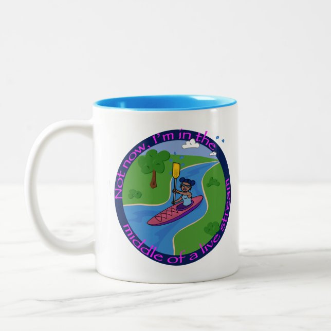 Live stream kayak adventure Two-Tone coffee mug (Left)