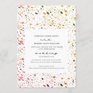 Live Stream Virtual Wedding Desert Terrazzo Invitation